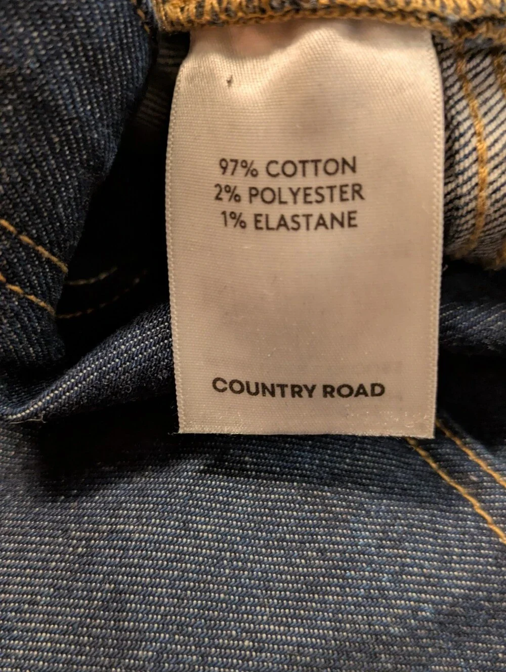 Country Road Cotton Blend High Rise Straight Leg Jeans Dark Wash Raw Blue Sz 28